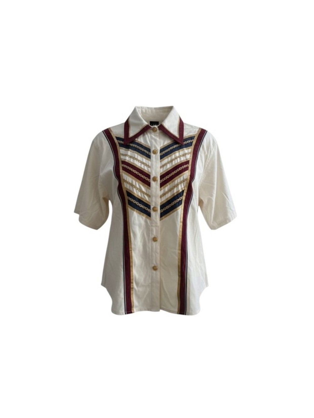 Vintage IIF Military-Inspired Embellished Blouse